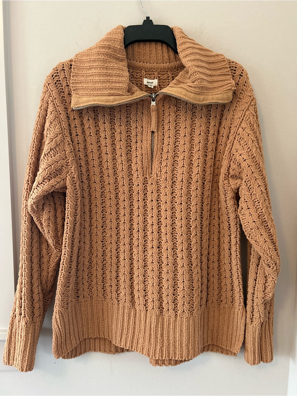 Aerie Chunky Cable Knit Quarter Zip Sweater Women’s Size Extra Small